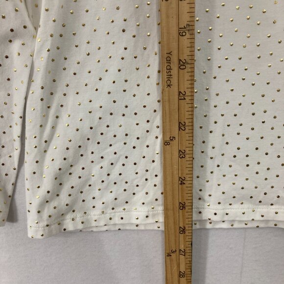 Talbots Top size 1X White Gold Polka Dot Mock Neck Stretch Knit Long Sleeve - Picture 5 of 10